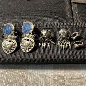 Vintage silver tone earrings-,2clip ons; I screw back